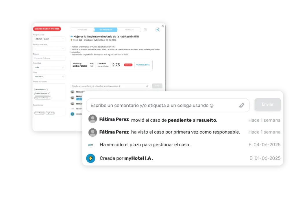 seguimiento de incidencias con sistema de gestión hotelera