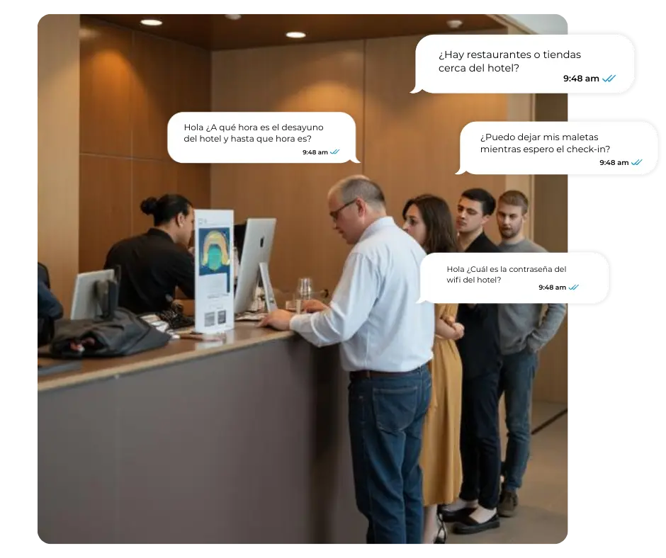 Hotel receptionist overwhelmed managing complaints manually without an AI virtual assistant for hotels